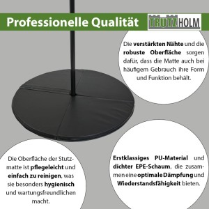 Schwarze TRUTZHOLM Tanzstangenmatte, 120cm Durchmesser, 5cm dick, für Sport & Fitness.