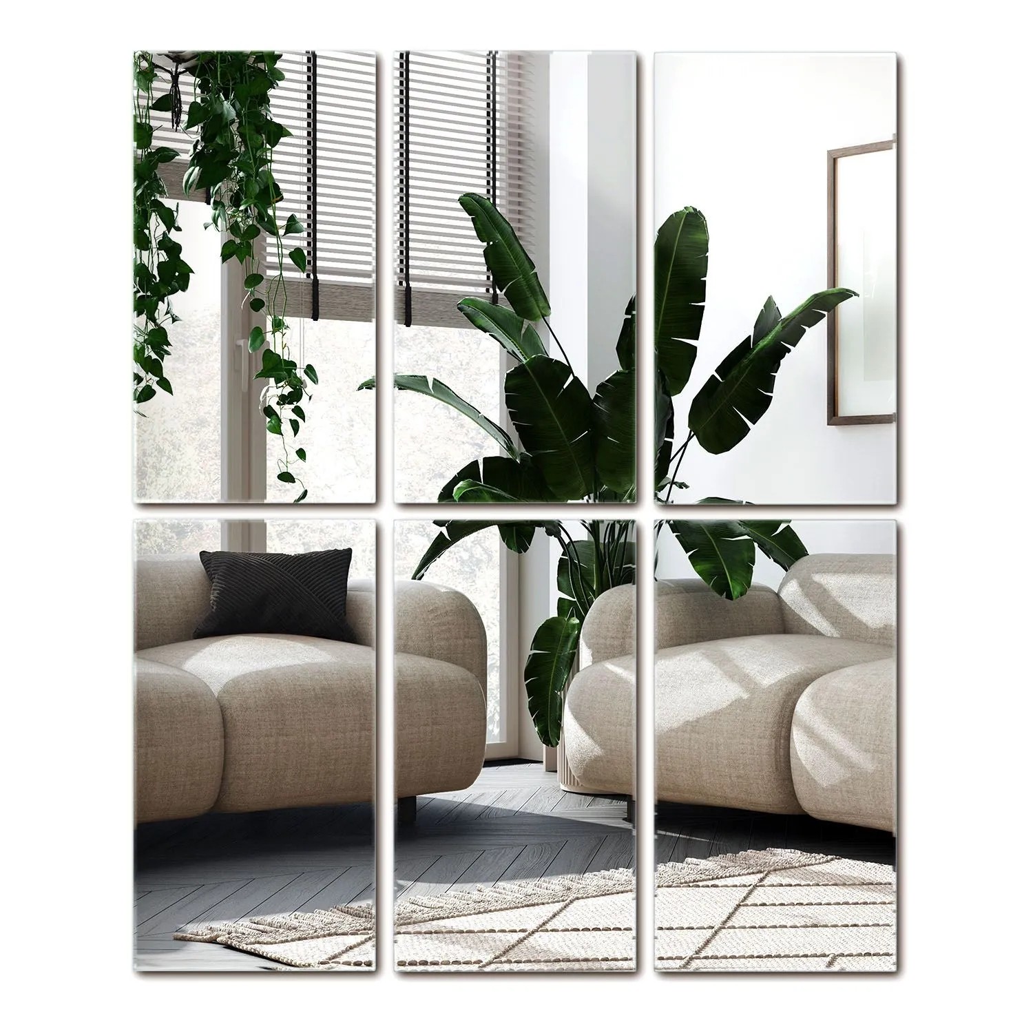 Wallfluent Spiegelfliesen Wand 16x30 cm Spiegelfliesen Rechteckig 6 Stucks Spiegelkacheln Selbstklebend