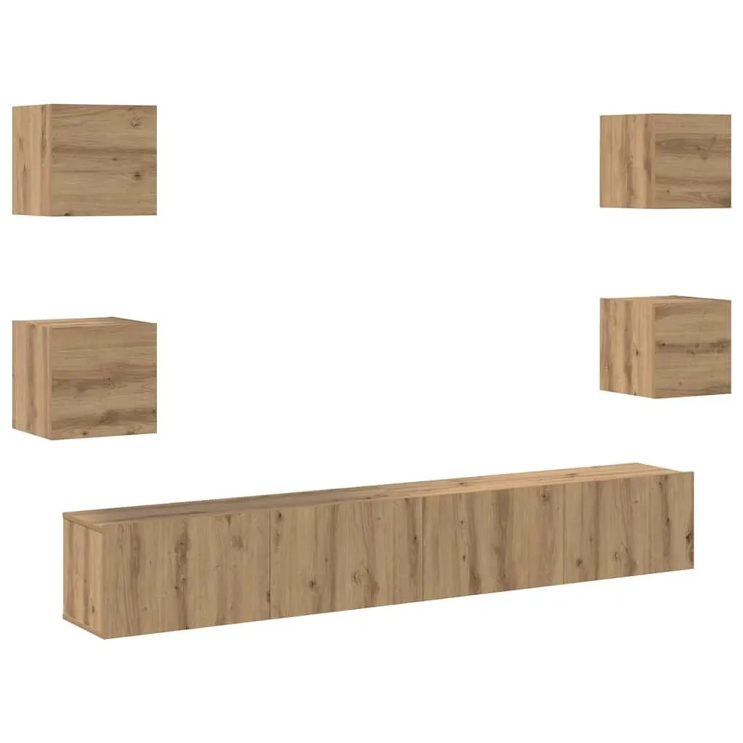 vidaXL TV-Schrankset Wandmontiert 6-Tlg Braun Holzwerkstoff 3393458