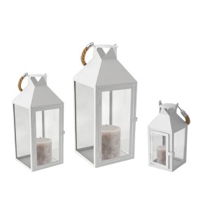 Mojawo 3tlg Gartenlaternen Windlicht Stalllaterne Laterne H25 40 51cm Metall Weiß