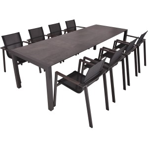 9-teiliges Gartenmöbel-Set Sophia anthrazit mit Ausziehtisch und 8 Stühlen.