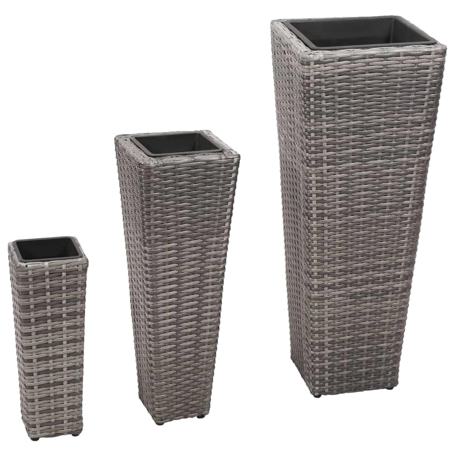 vidaXL Garten-Hochbeet 3-Tlg Poly Rattan Grau 660342