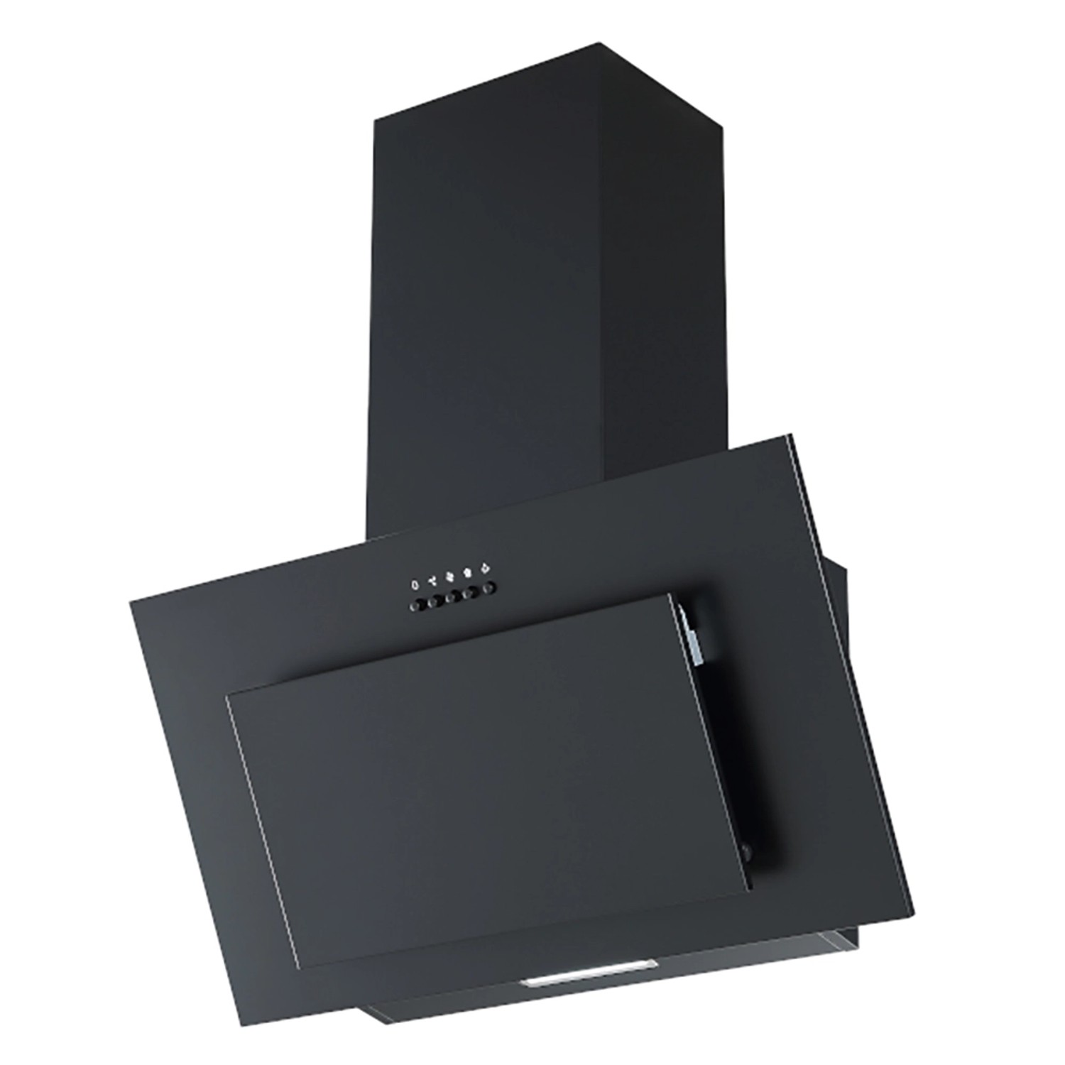 Schwarze Schräghaube der OPTIFIT Faro220 Küchenzeile, Teil der Einbauküche.