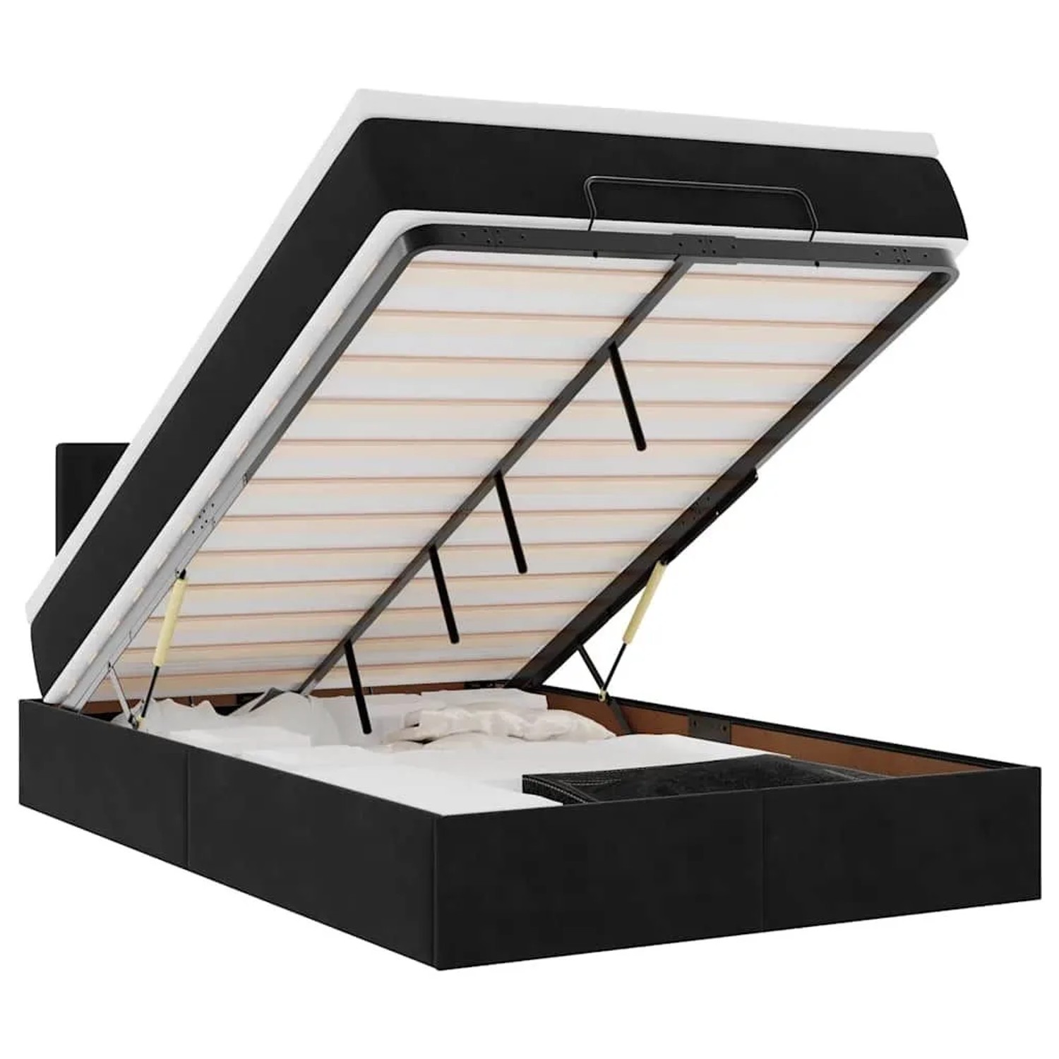 vidaXL Ottomane Bett mit Matratze und LEDs Schwarz 120x190 cm Samt 3312754