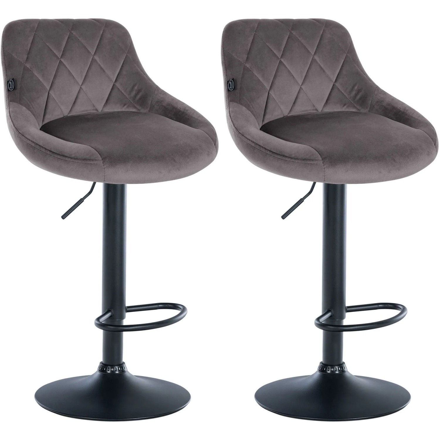 CLP 2er Set Barhocker Lazio Samt Grau/Schwarz