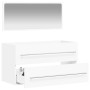 Weißes vidaXL Badmöbel-Set Modell 2: Badschrank mit Spiegel, Schubladen mit Griffen.