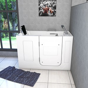 AquaVapore Sitzbadewanne mit Tür, Senioren Wanne 140x76cm, links angeschlagen.