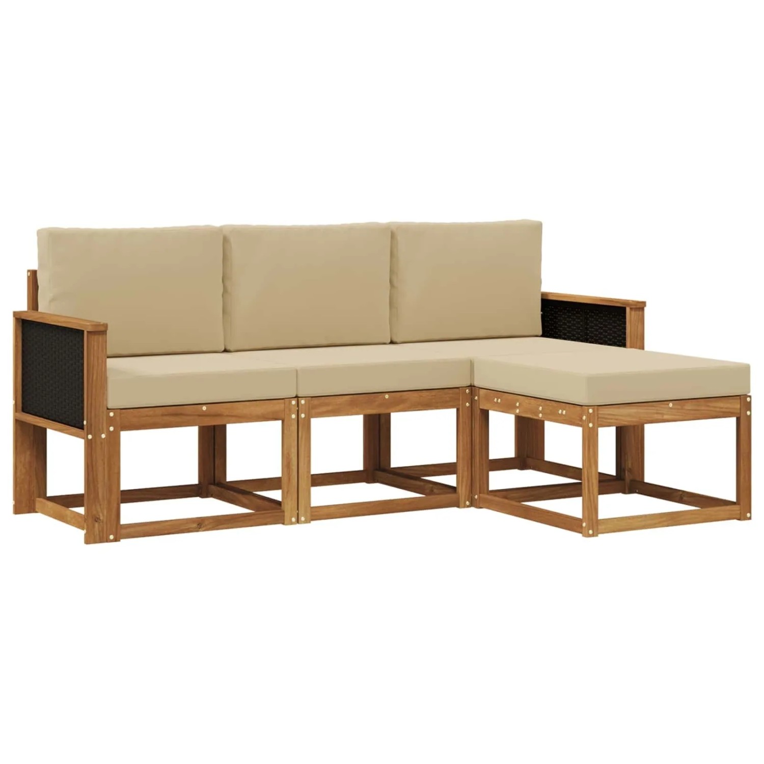 vidaXL Outdoor-Sofagarnitur mit Kissen 4 Stk Natur 3385104