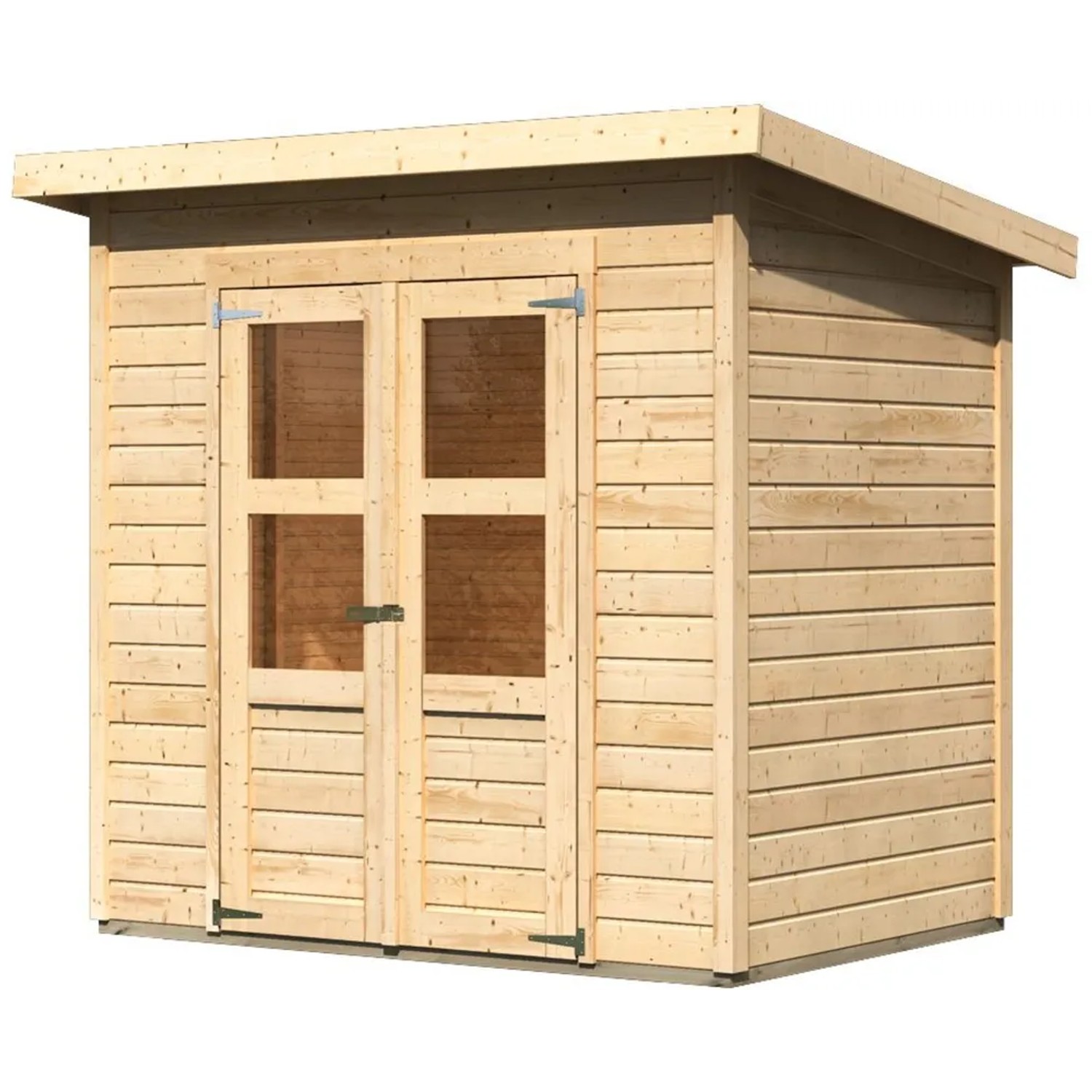 Unbehandeltes Karibu Holz-Gartenhaus Vellinge mit Doppeltür, 208x150 cm.