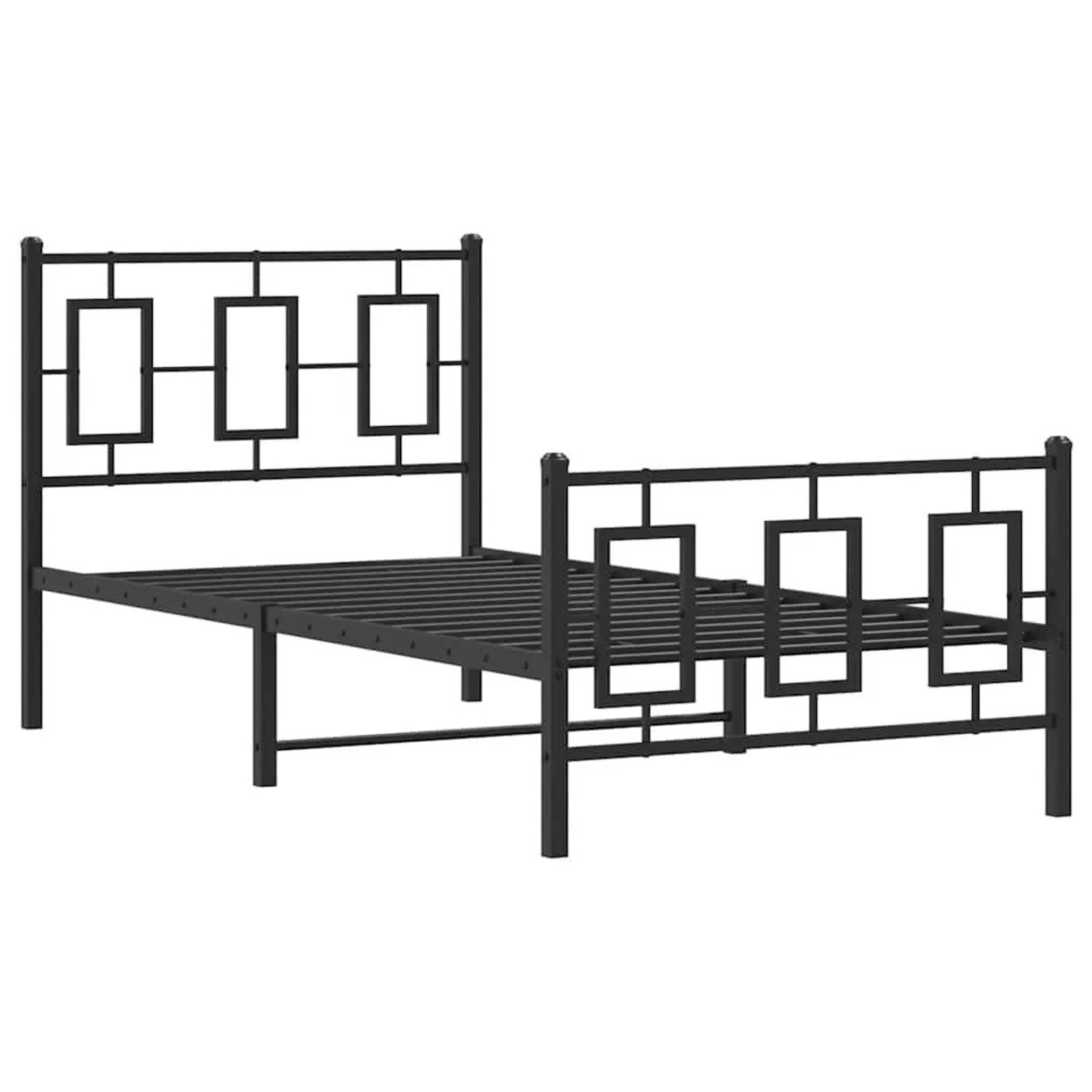 vidaXL Bettgestell mit Kopfteil und Fußteil Metall Schwarz 90x200 cm 374252 günstig online kaufen