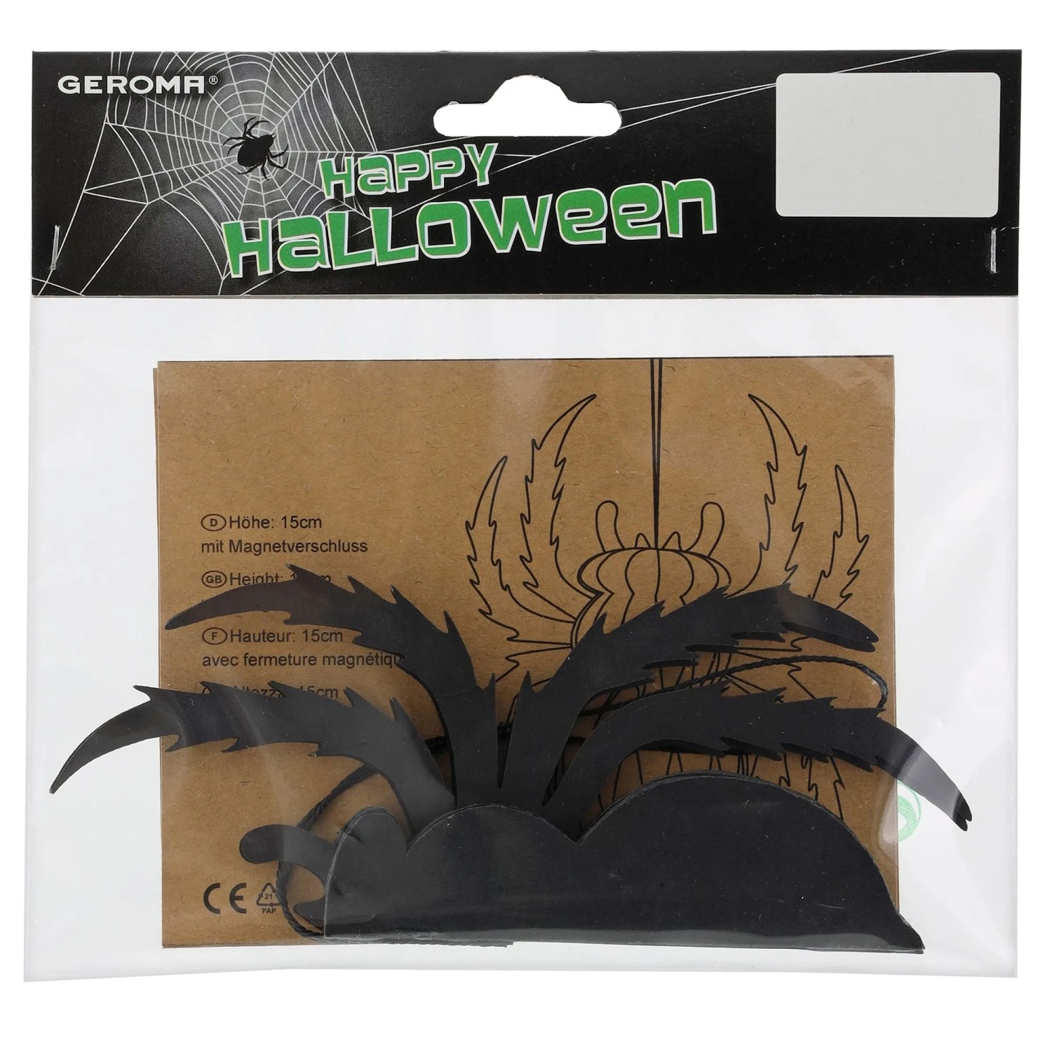 Spinne aus Papier zum Auffalten 15 cm Schwarz