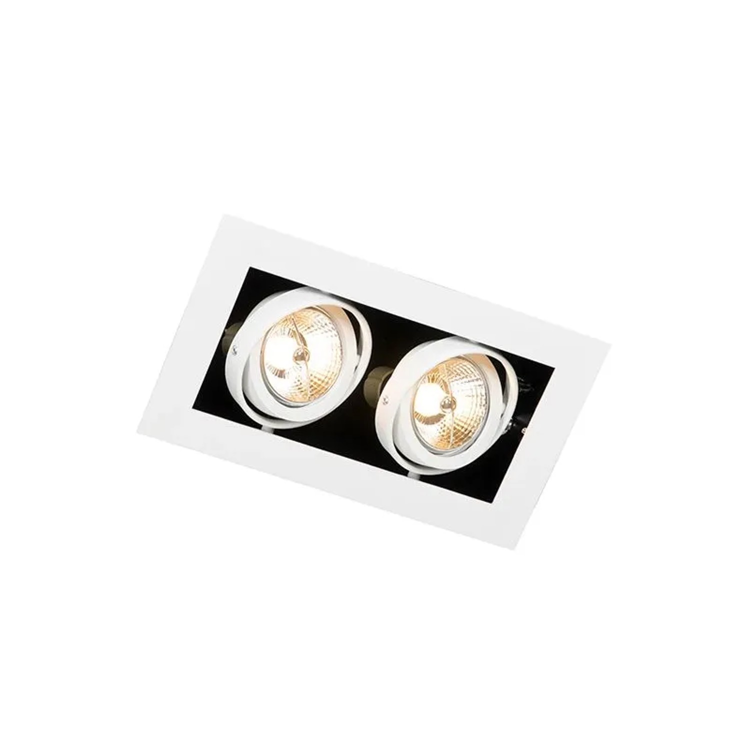 Weißer QAZQA Einbaustrahler Oneon 70 mit 2 verstellbaren Lampen für GU10 Leuchtmittel.