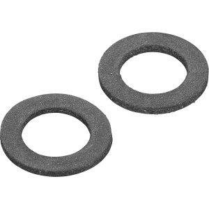 Zwei schwarze LUX Dichtungsringe, Ø 21 mm (1/2), aus Gummi für Sanitäranwendungen.