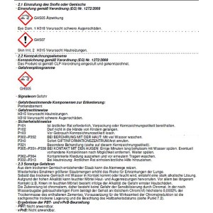 Sicherheitshinweise und Gefahrensymbole für Mauer- und Putzmörtel.