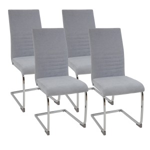 4er Set Albatros Freischwinger LUGANO in Grau mit verchromtem Metallgestell.