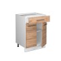 Vicco Küchenunterschrank Fame-Line, 60 cm, Eiche/Weiß mit Schublade und Marmor Arbeitsplatte.
