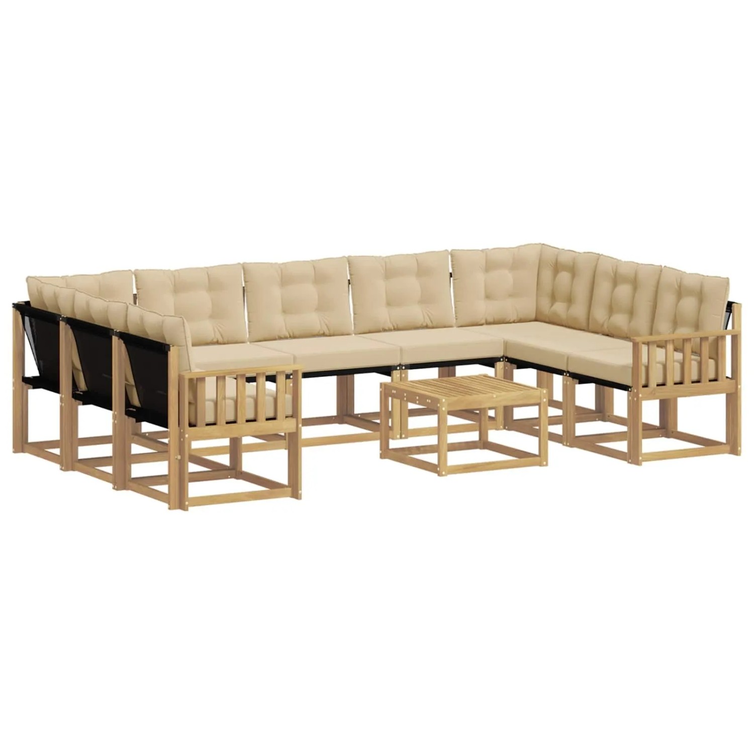 vidaXL Outdoor-Sofagarnitur mit Kissen 10 Stk Weiß und Beige 3389883