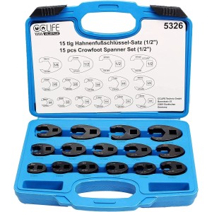 CCLIFE 15tlg Hahnenfußschlüssel Steckschlüssel Drehmoment 1/2'' 3/8'' Außenvierkantantrieb 8-24mm