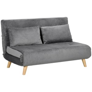 Grauer HOMCOM Schlafsessel mit Kissen und verstellbarer Lehne. Sofa mit Bettfunktion.