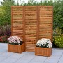 Merxx Sichtschutz mit 2 Blumenkästen aus geöltem Akazienholz, flexibel aufstellbar.