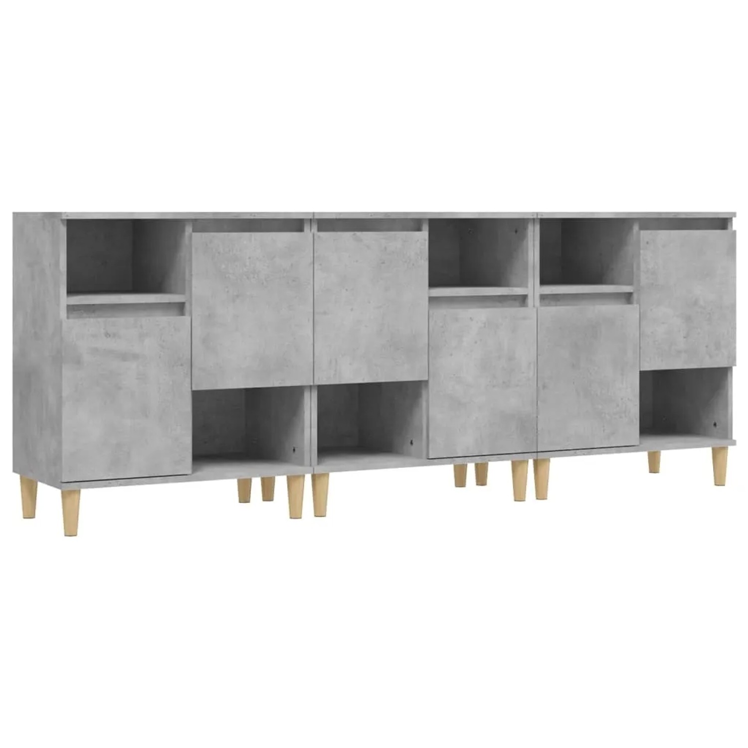 vidaXL Sideboards 3 Stk Betongrau 60x35x70 cm Holzwerkstoff 3185739