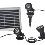 Heissner Solar Teichbeleuchtung Set mit 3 Spots, Erdspießen und Solarpanel für Garten und Teich.