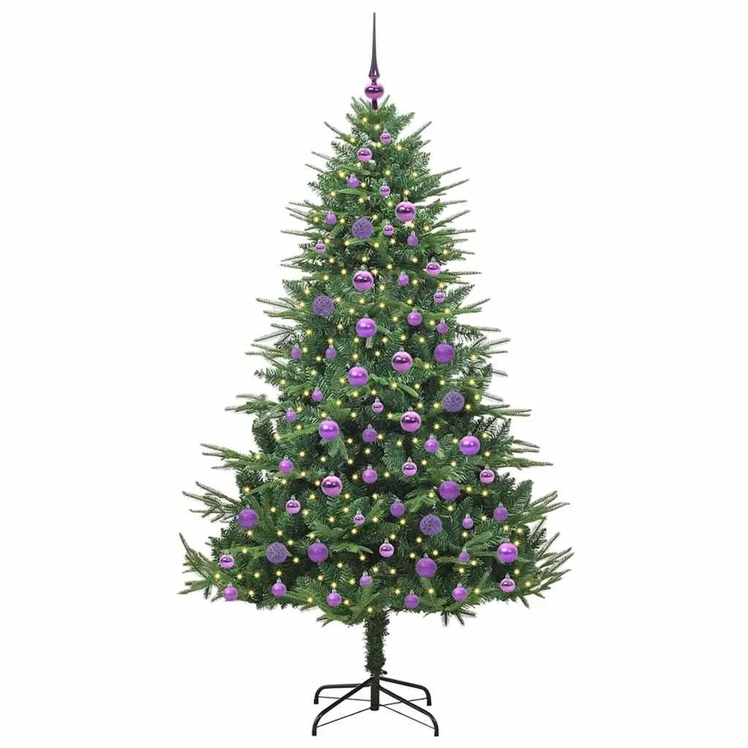 vidaXL Künstlicher Vorbeleuchteter Weihnachtsbaum mit Kugelset Grün 3395354