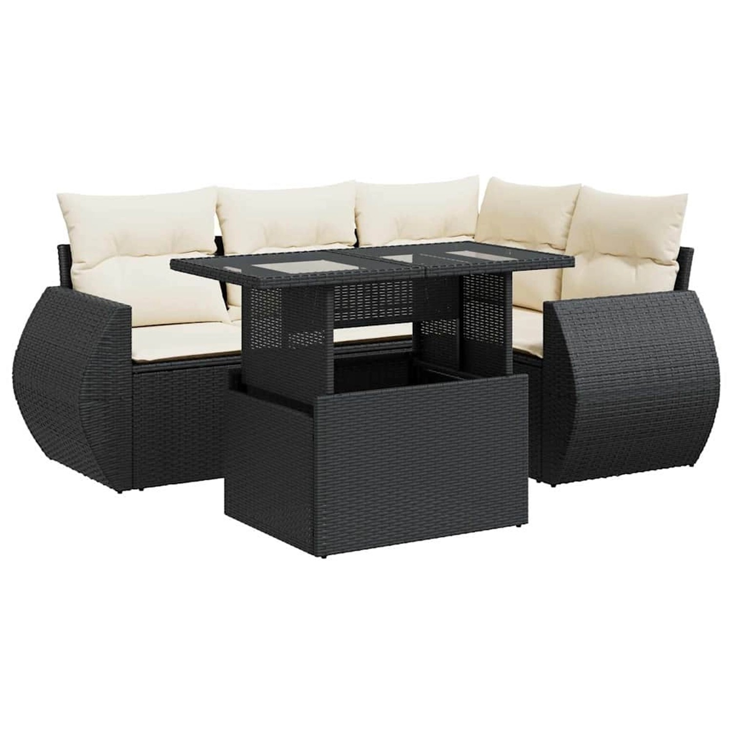 vidaXL 5-Tlg Garten-Sofagarnitur mit Kissen Schwarz Poly Rattan 3326627 günstig online kaufen