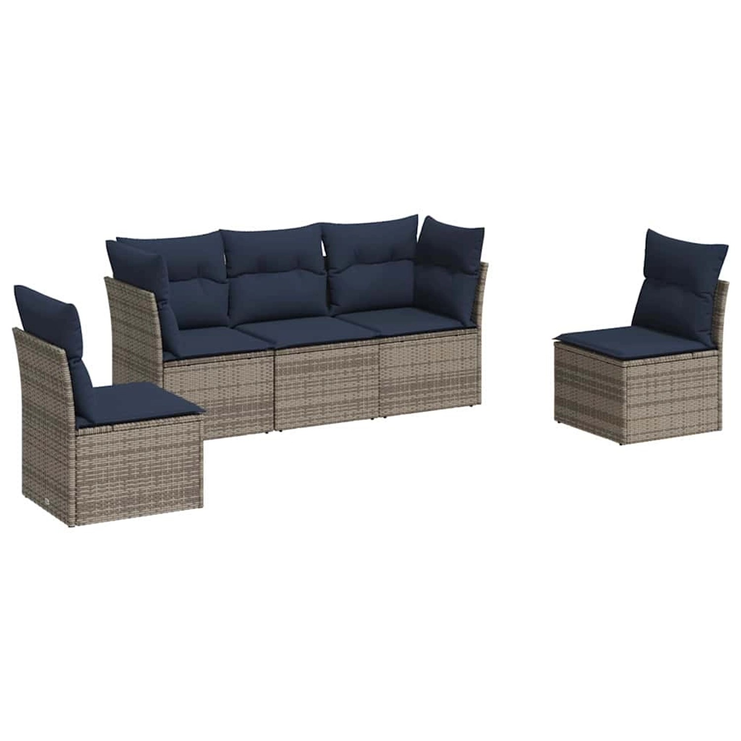 vidaXL 5-Tlg Garten-Sofagarnitur mit Kissen Grau Poly Rattan 3217351 günstig online kaufen