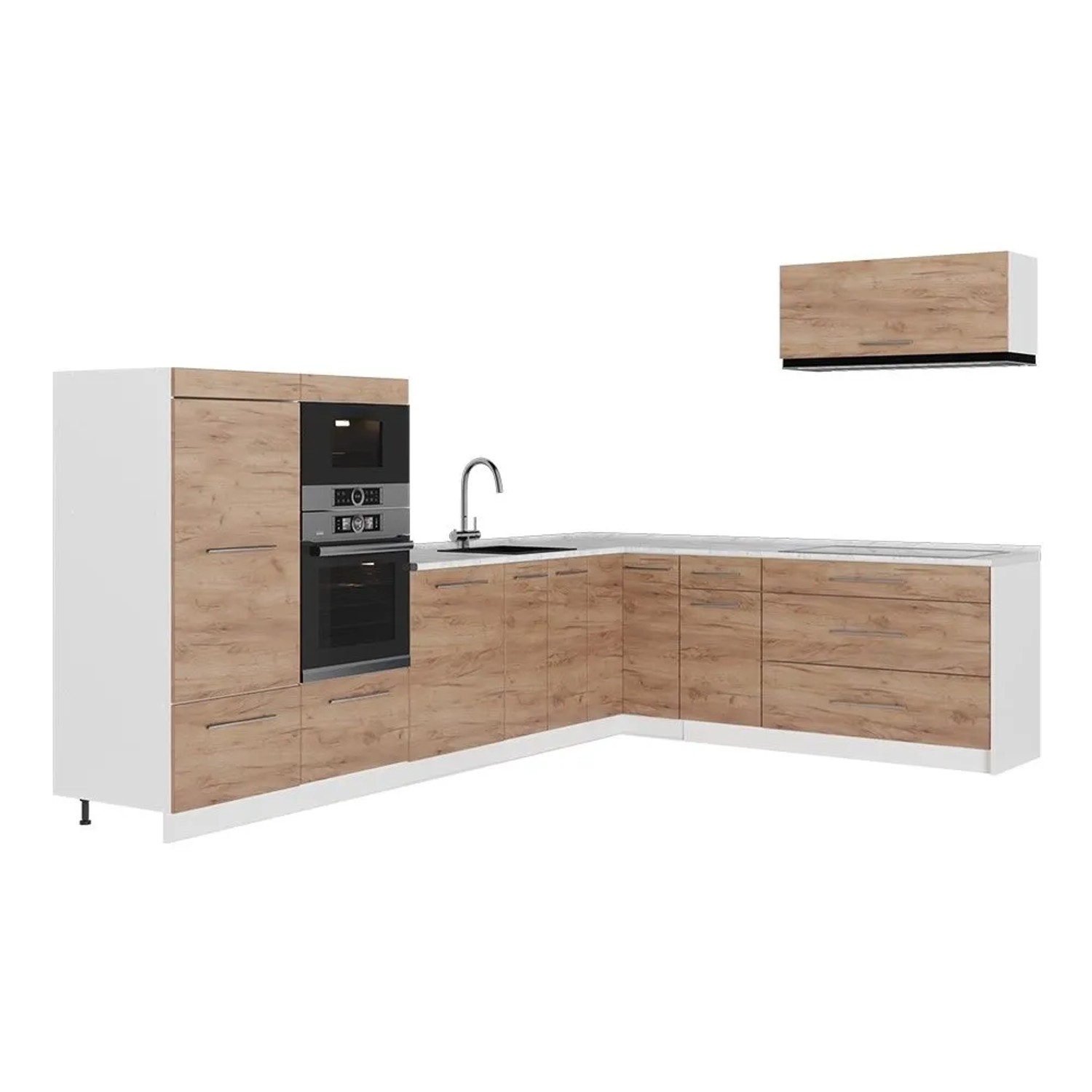 Vicco Eckküche Fame-Line Goldkraft Eiche/Weiß 327 x 154 AP Marmor Art Nr 62956