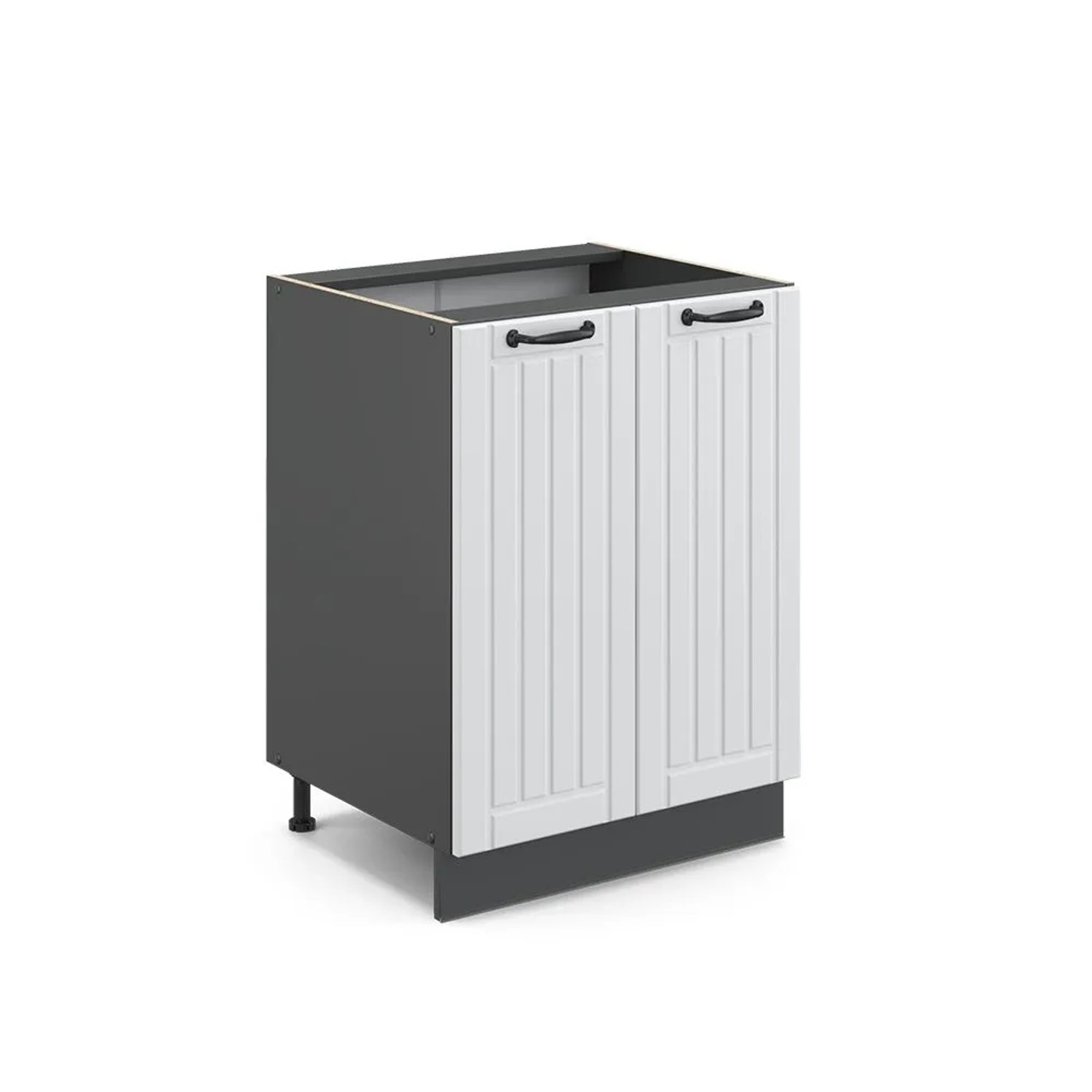 Vicco Küchenunterschrank Fame-Line Weiß Landhaus Anthrazit 60 cm ohne Arbeitsplatte