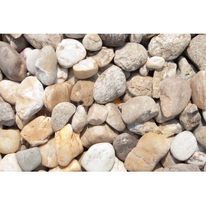Bunte Flusskiesel, 32-50 mm, ideal für Garten- und Landschaftsbau. 1000 kg im Tandem-Bag.