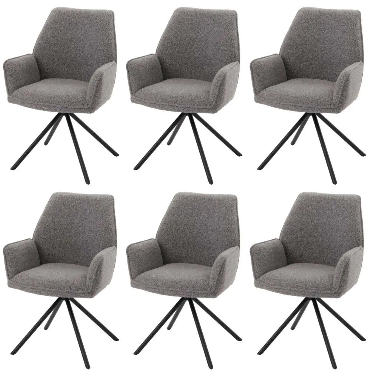 MCW Esszimmerstuhl G67 Bouclé 6er-Set Hellgrau