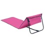 Faltbare, pinke Strandliege/Sonnenliege mit schwarzem Rahmen und Tasche.