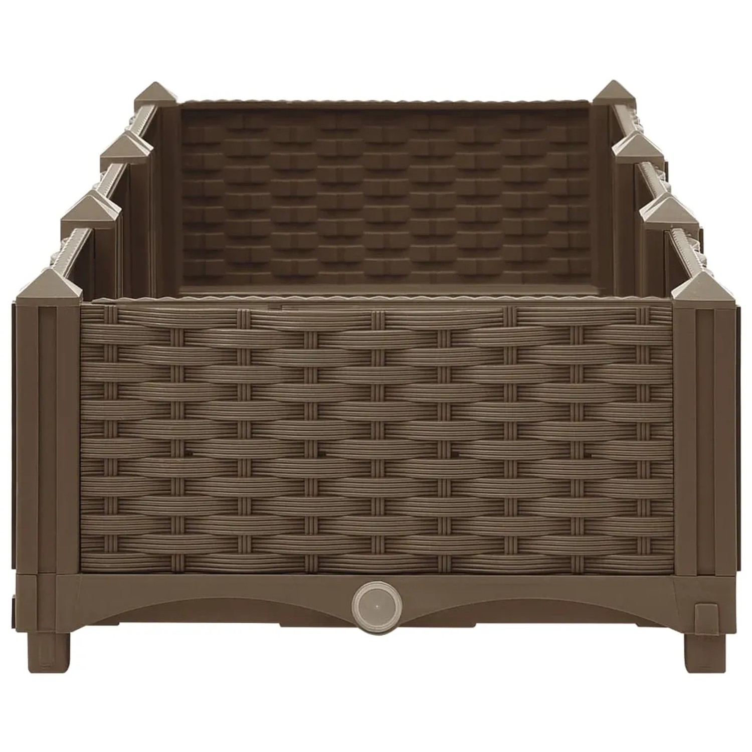 Braunes furnicato Hochbeet (120x40x23 cm) aus Polypropylen mit Rattan-Optik.