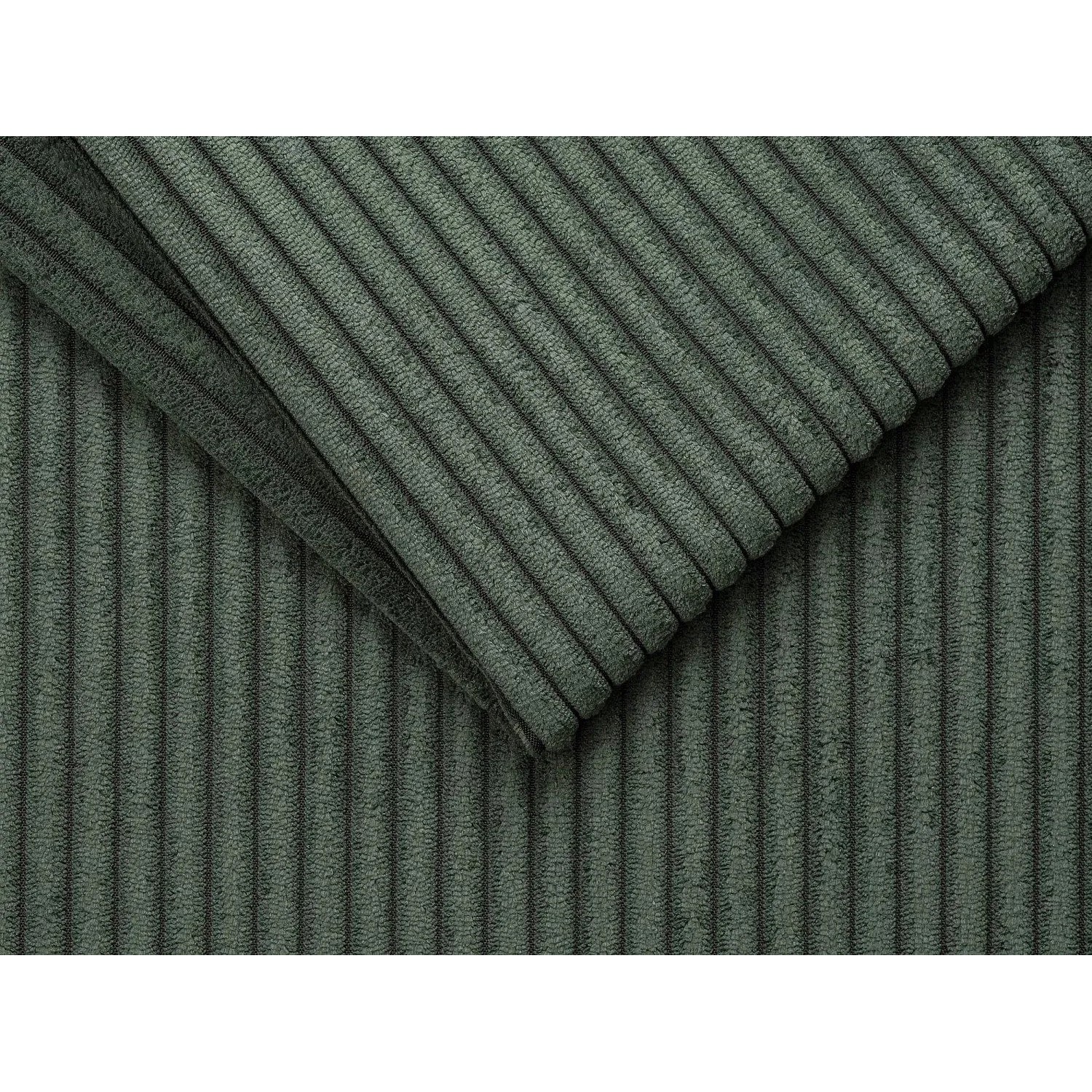Nahaufnahme von tannengrünem Kord-Samt Stoff für den Vente-unique Schlafsessel Vizir. Gerippte Polyester-Textur.