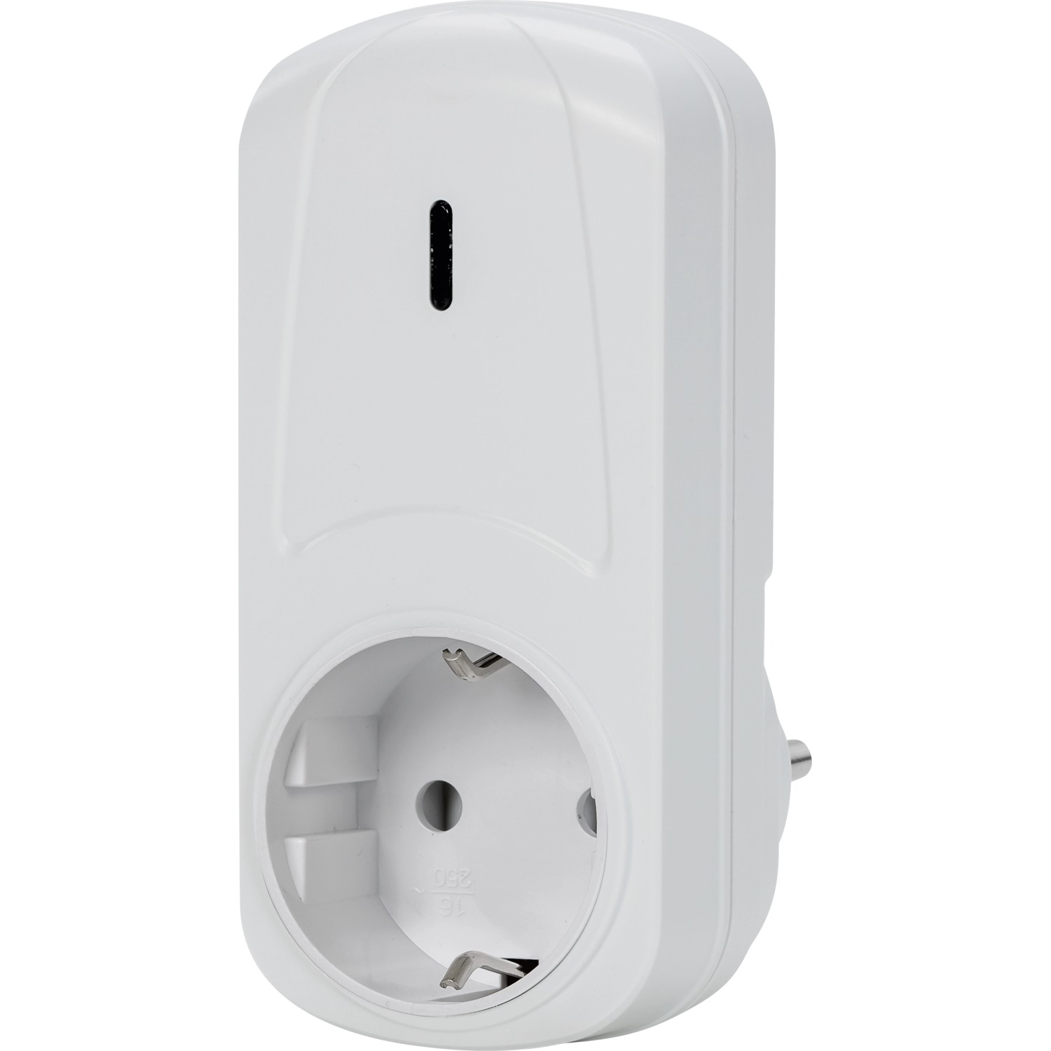 Weißes 2-teiliges Funkschalter-Set zur drahtlosen Steuerung von Elektrogeräten im Innenbereich.