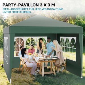 Wiltec Pavillon 3X3M In Grün Mit Uv-Schutz 50+ Gartenpavillon Partyzelt Camping