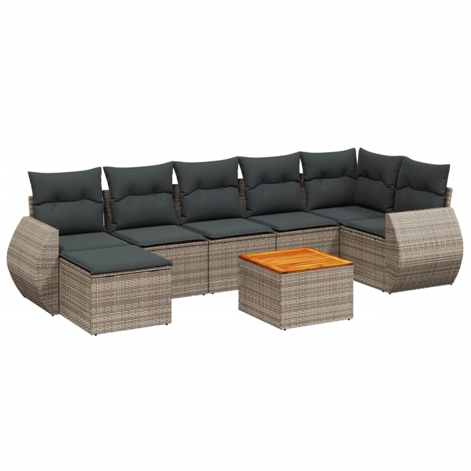 vidaXL 8-Tlg Garten-Sofagarnitur mit Kissen Grau Poly Rattan 3257446