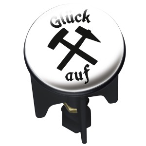 Wenko Abfluss-Stopfen mit Bergmannsmotiv in Weiß-Schwarz, Ø 3,9 cm.