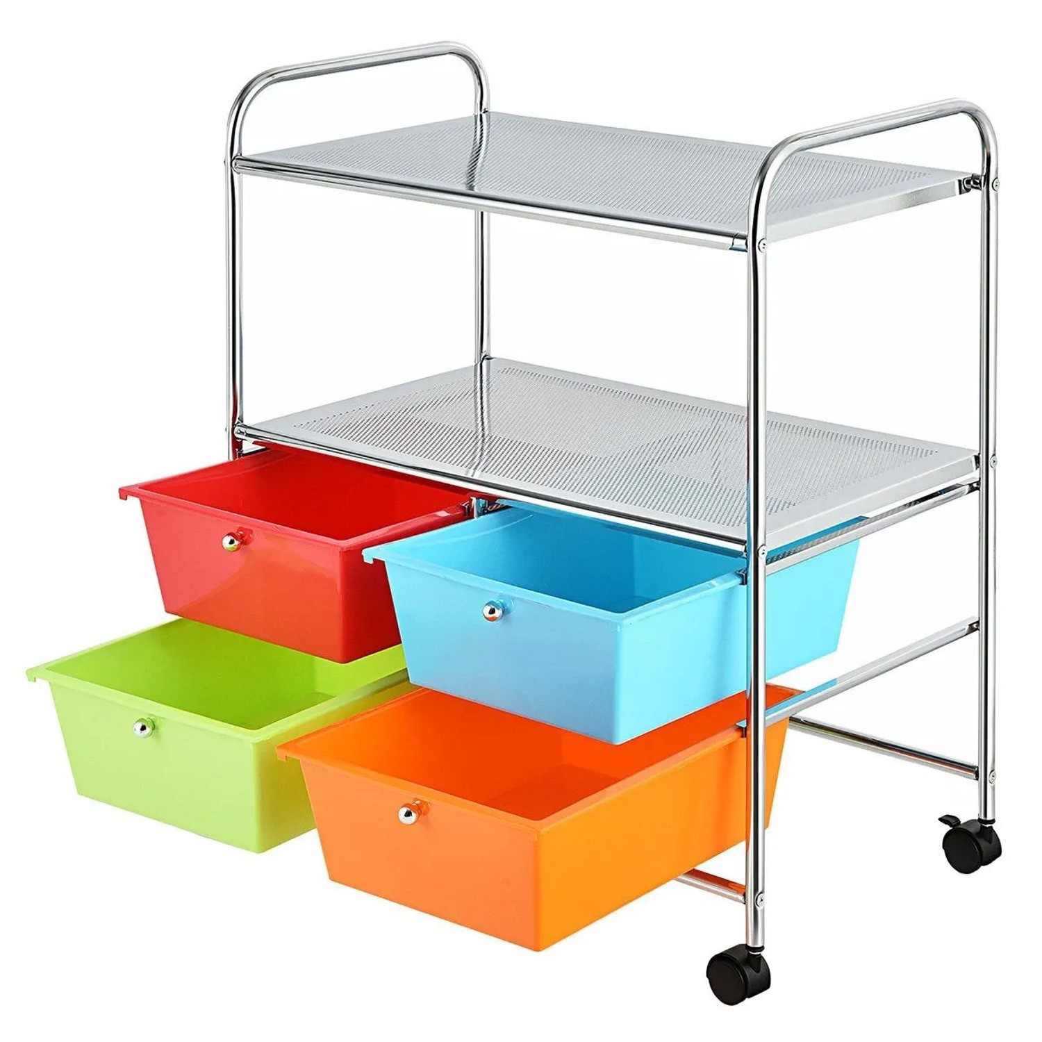 Costway Rollwagen mit 4 Stapelbaren Schubladen Badrollwagen Bunt günstig online kaufen