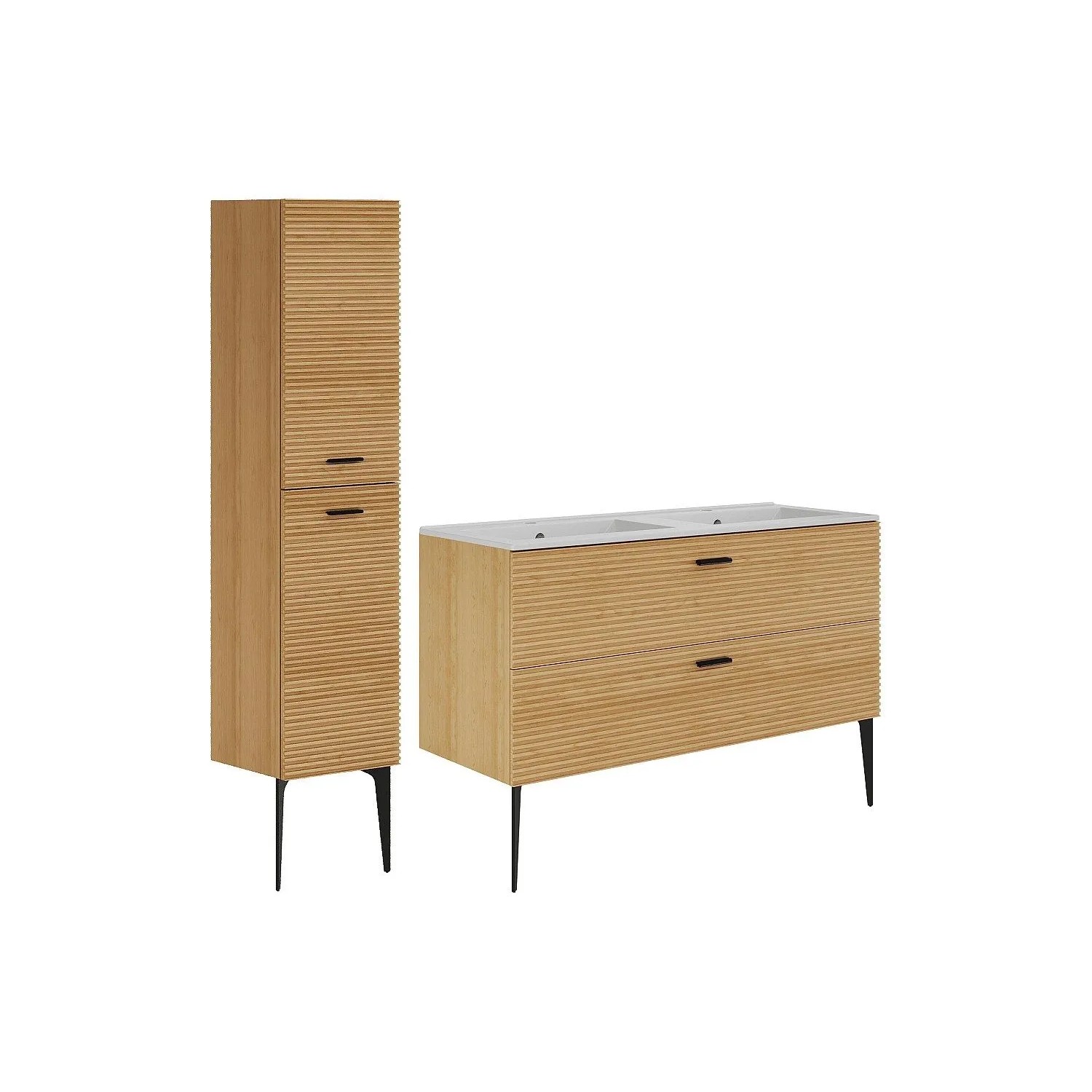 Vente-unique Badmöbel-Set Sarone Naturfarben Hell 120 cm