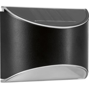 Schwarze LED Solar Wandleuchte, 2er Set für den Außenbereich.