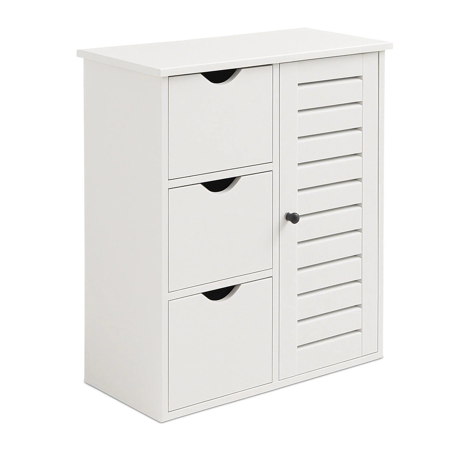 Relaxdays Badezimmerschrank Holzwerkstoff Weiß mit 3 Schubladen 80 cm x 60 cm x 30 cm 24 kg