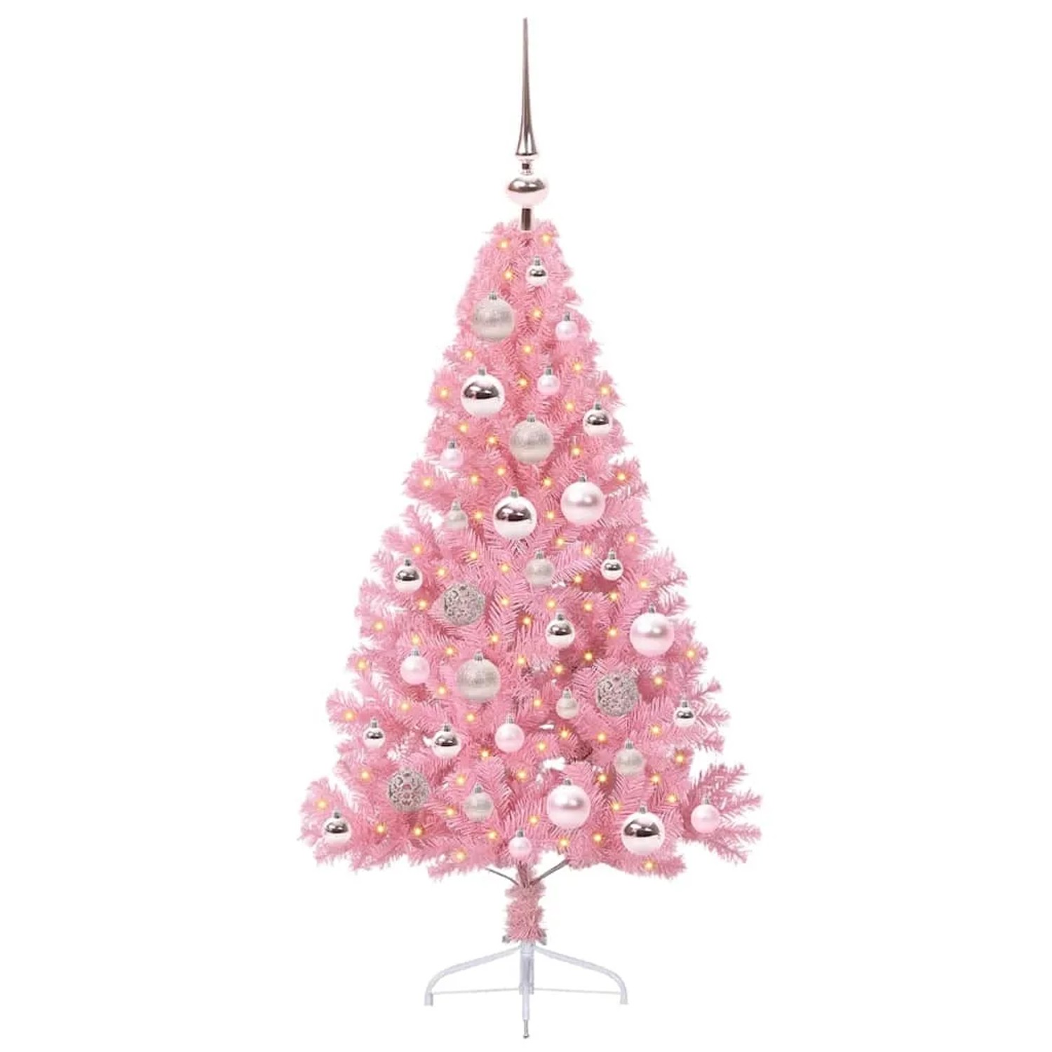 vidaXL Künstlicher Vorbeleuchteter Weihnachtsbaum Rosa 120 cm PVC 3397052