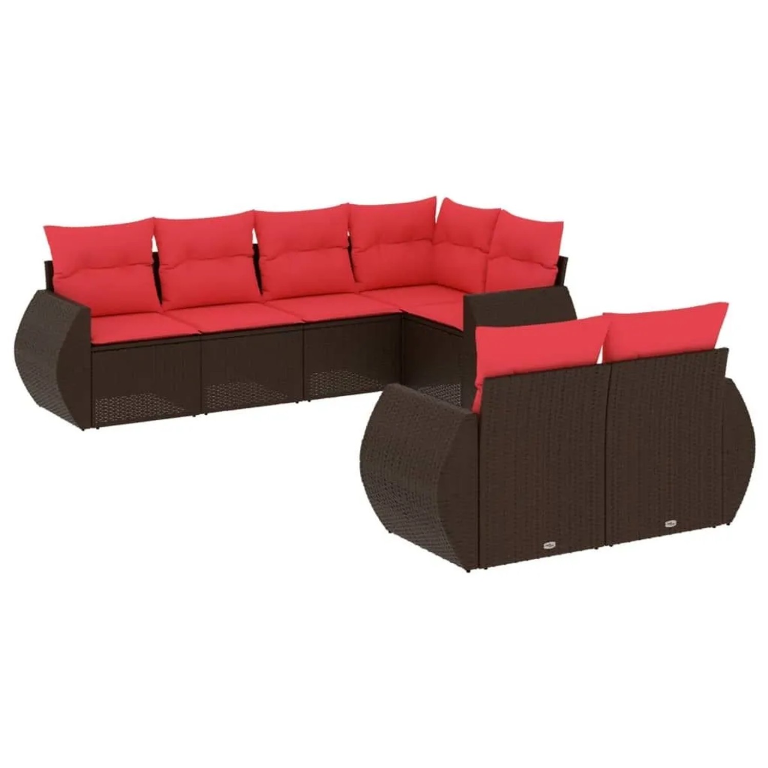 vidaXL 7-Tlg Gartensofa-Set mit Kissen Braun Polyrattan 3221613