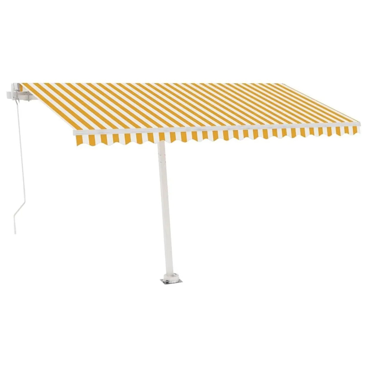 vidaXL Markise Manuell Einziehbar mit LED 400x300 cm Gelb Weiß 3069543 günstig online kaufen
