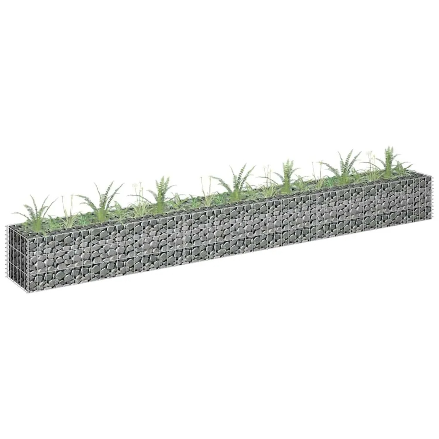 DELUKE Gabionen Hochbeet ROON Aus Stahl 270x30x30cm Steinkorb Gabionengitter Ziergabione Steingabione