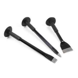 Wiltec Handmeißel Set 3Tlg Flachmeißel Spitzmeißel Breitmeißel Handschutz