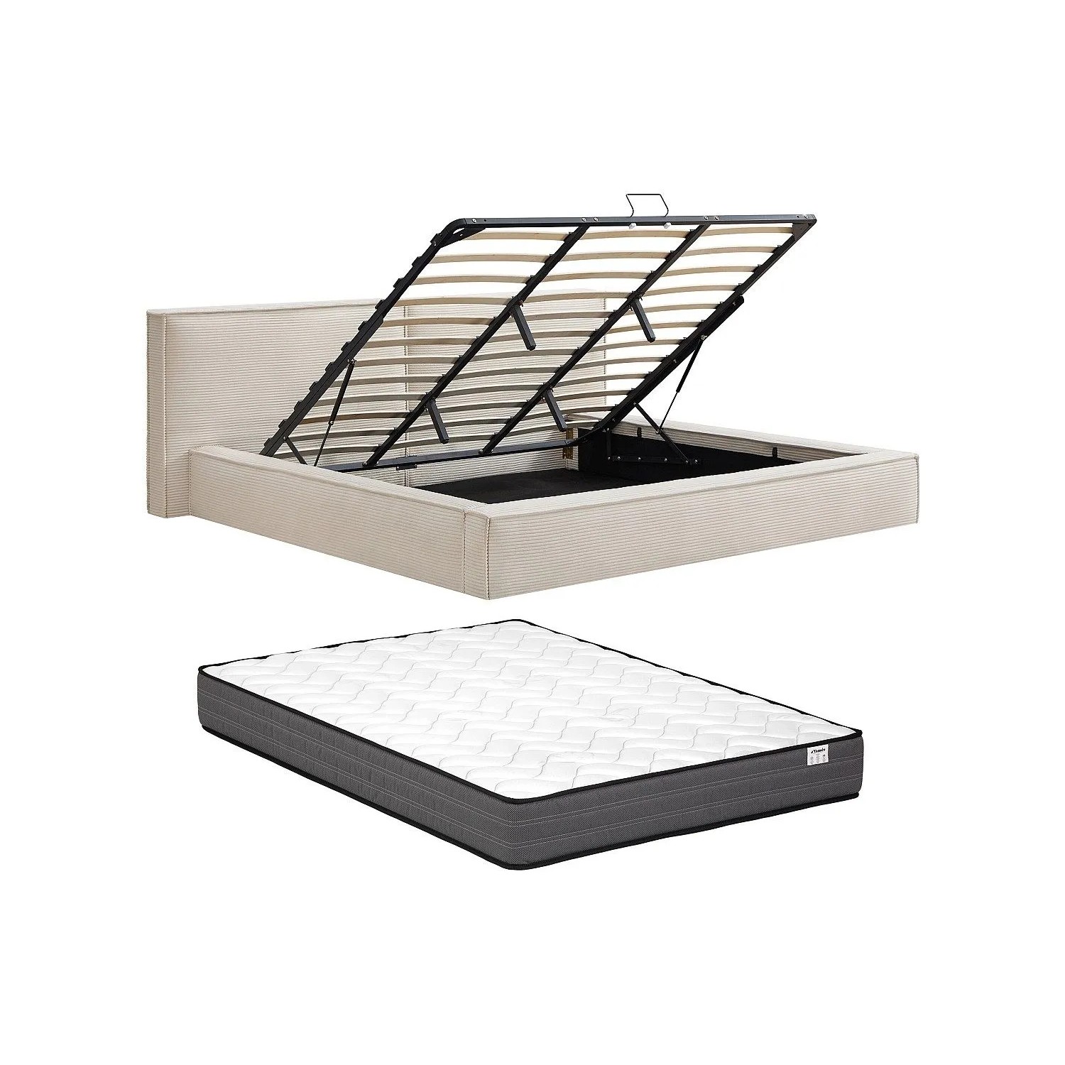 Vente-unique Bett Mit Bettkasten Taveso Beige 233 cm